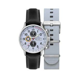 Ceas barbatesc Hawker Hurricane - cronograf - curea piele neagra - cadran gri - 43.5x11mm imagine