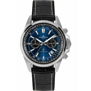 Ceas barbati Liverpool Chronograph - data - inox/piele naturala - cronograf - Super-LumiNova - rezistent la apa 20 ATM - negru imagine