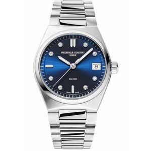 Ceas cadran albastru cu cristale - mecanism quartz - inox - argintiu imagine