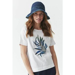 Tricou cu decolteu la baza gatului si imprimeu imagine