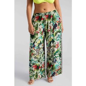 Pantaloni drepti cu model tropical imagine