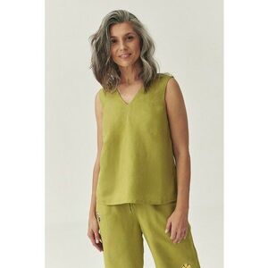 Bluza din amestec de in - cu decolteu in V fara maneci imagine