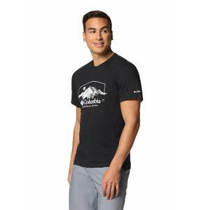 Tricou de bumbac organic cu imprimeu grafic si logo Path Lake imagine