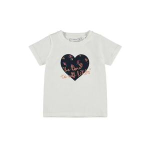 Tricou copii - imprimeu cu inima - crem - 95% bumbac - 5% elastan imagine