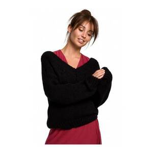 Pulover cu decolteu in V - Acril/Nylon/Lana - Negru imagine