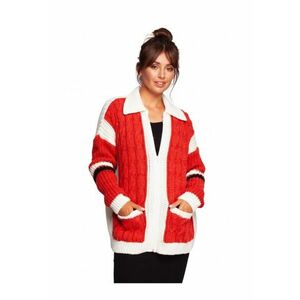 Cardigan cu fermoar - Acril/Nylon/Lana - Rosu/Alb imagine