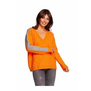 Pulover dama - Acril/Poliester/Lana - Gri/Portocaliu - L/XL imagine