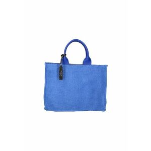 Geanta de piele si material textil cu maner - Turcoaz imagine