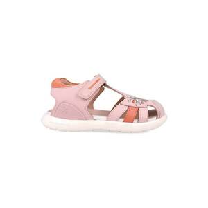 Sandale din piele cu model floral si inchidere velcro imagine