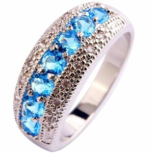 Inel Garnet - Argintiu/Albastru deschis/57mm KP1600 imagine