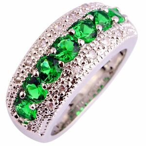 Inel Garnet - Argintiu/Verde/55mm KP1606 imagine