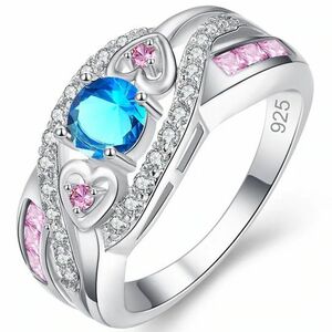 Inel Corazon - Argintiu/Albastru/52mm KP6456 imagine