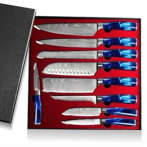 Set cuțite de bucătărie cu lamă - 9 buc/Albastru KP13829 imagine
