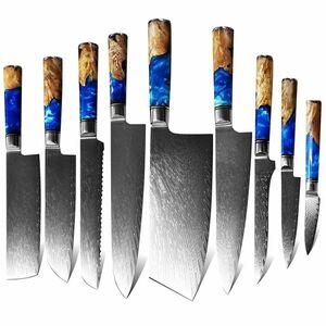 Set cuțite de bucătărie Damasc - 9 buc/Albastru KP13842 imagine