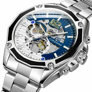 Ceas cu romb FORSINING - Argintiu/Albastru KP14581 imagine