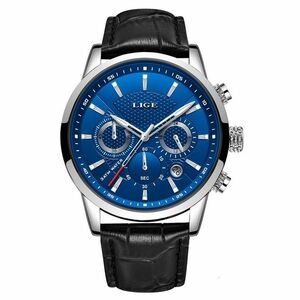 Ceas elegant LIGE - Negru/ Argintiu/Albastru KP14628 imagine