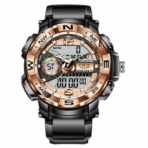 Ceas LIGE Omar - Negru/Auriu/Roz KP14666 imagine