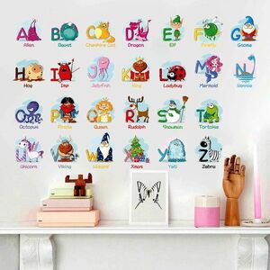 Autocolant de perete/Tapet Alfabet Animale KP16586 imagine