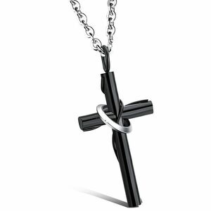 Colier Nice Cross - Negru KP17614 imagine