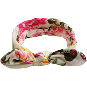 Salopetă cu turban pentru copii Floral - Alb KP18394 imagine