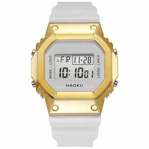 Ceas Digital Patrat - Alb/Auriu KP21626 imagine