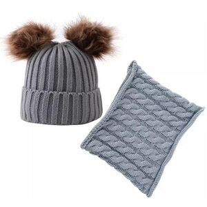 Palarie si batic pentru copii Cute - Gri KP21534 imagine