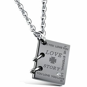 Colier Love Story - Argintiu/Negru KP21664 imagine