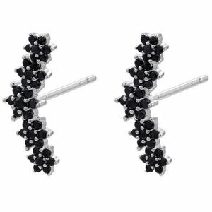 Cercei Fiveflower - Argintiu/Negru KP21707 imagine