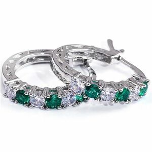 Cercei Carly - Argintiu/Verde KP21731 imagine