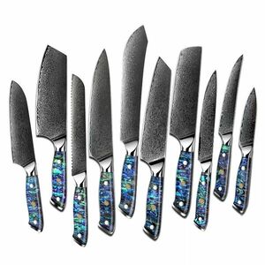 Set cuțite de bucătărie Icihara Damasc - Albastru/Verde KP21788 imagine