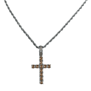 Colier cruce cu zirconiu - Argintiu/Maro Sl KP22771 imagine