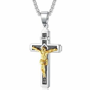 Colier Cruce Clasic - Argint/Aur KP22844 imagine