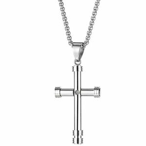 Colier Street Cross - Argintiu KP22858 imagine