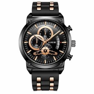 Ceas LIGE Troy - Negru/Roz Auriu KP23705 imagine