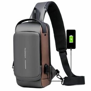 Geanta de umar cu incarcare USB antifurt - Gri KP25260 imagine