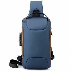 Geanta de umar cu incarcare USB antifurt Tom - Albastru KP25610 imagine