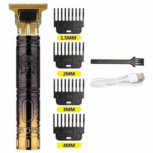 Mașină de tuns electrică cu încărcare USB Budha - Negru/Auriu KP25775 imagine