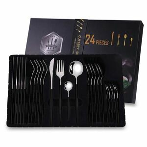 Set tacâmuri 24 piese Elegant - Argintiu/Negru KP26400 imagine