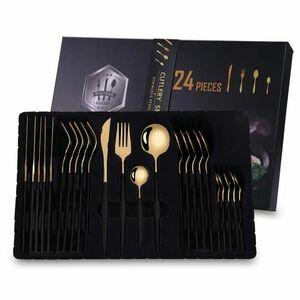 Set tacâmuri 24 piese Elegant - Auriu/Negru KP26407 imagine