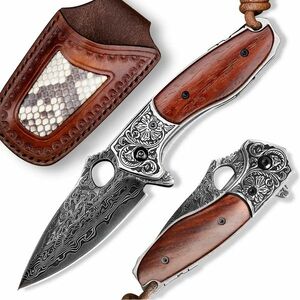 Cuțit pliabil de vânătoare Damasc MASTERPIECE Montaro - Maro KP26643 imagine
