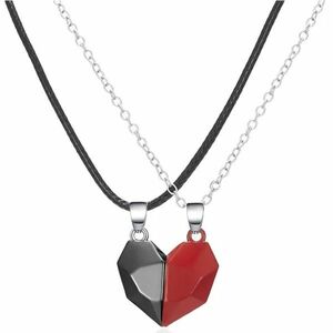Colier cu inimă cu magnet - negru/roșu KP26940 imagine