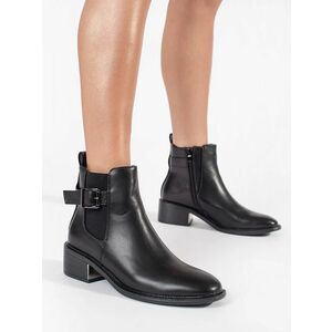 Botine negre exclusiviste pentru femei cu toc lat imagine