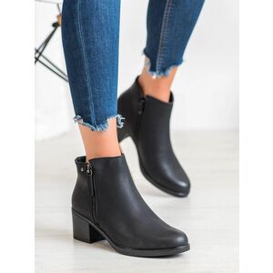 Botine negre de designer pentru femei cu toc lat imagine