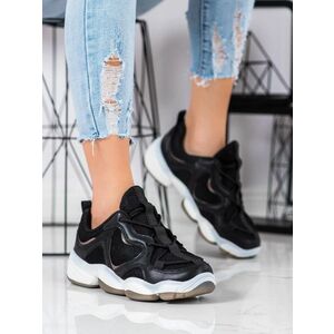 Adidași confortabili pentru femei negre fără toc imagine