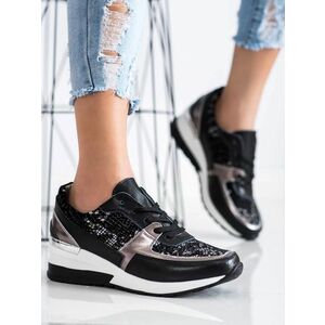 Adidași negri eleganți pentru femei fără toc imagine