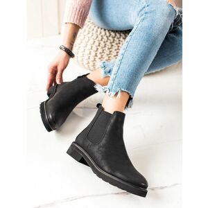 Botine negre interesante pentru femei cu toc plat imagine