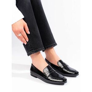 Cizme negre de lux cu toc plat pentru femei imagine