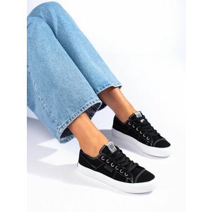 Adidași negri trendy pentru femei fără toc imagine