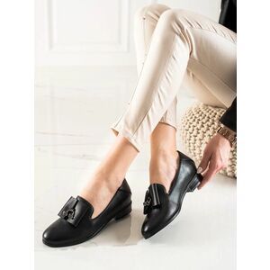 Pantofi negri confortabili cu toc plat pentru femei imagine
