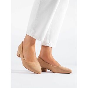 Pantofi cu toc plat de dame bej imagine